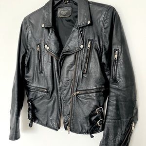 Vintage leather motorcycle jacket.